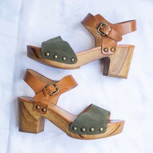 Nine West Boho Cecilia Wood Platform Sandals